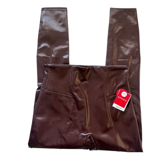 NWT Spanx patent leather high rise pants ruby red Medium - Picture 7 of 13